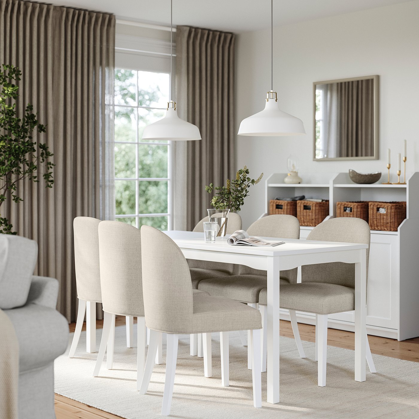 HAUGA / ROSENTORP table and 6 chairs