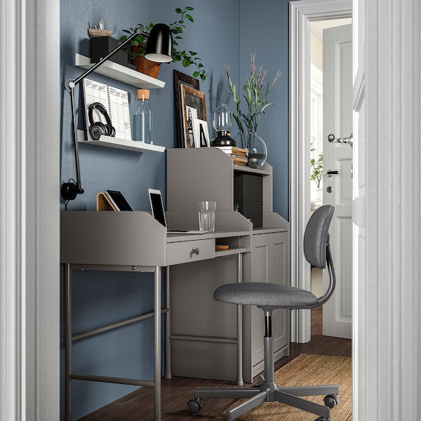 HAUGA - Desk, grey, 100x45 cm