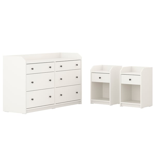 HAUGA bedroom furniture, set of 3, white