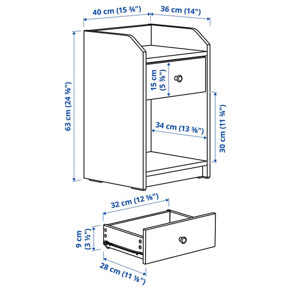 HAUGA - Bedroom furniture, set of 3, white