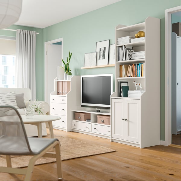 HAUGA - HAUGA TV/storage combination, white, 277x46x199 cm