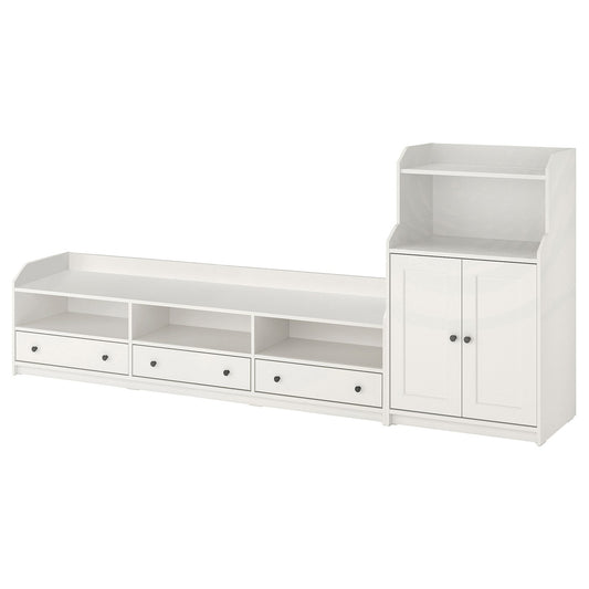 HAUGA TV/storage combination, white, 276x116x46 cm