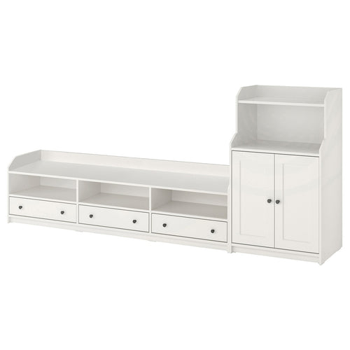 HAUGA TV/storage combination, white, 276x116x46 cm