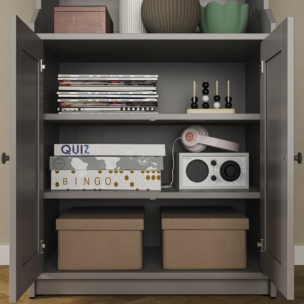 HAUGA - TV/storage combination, grey, 277x46x199 cm