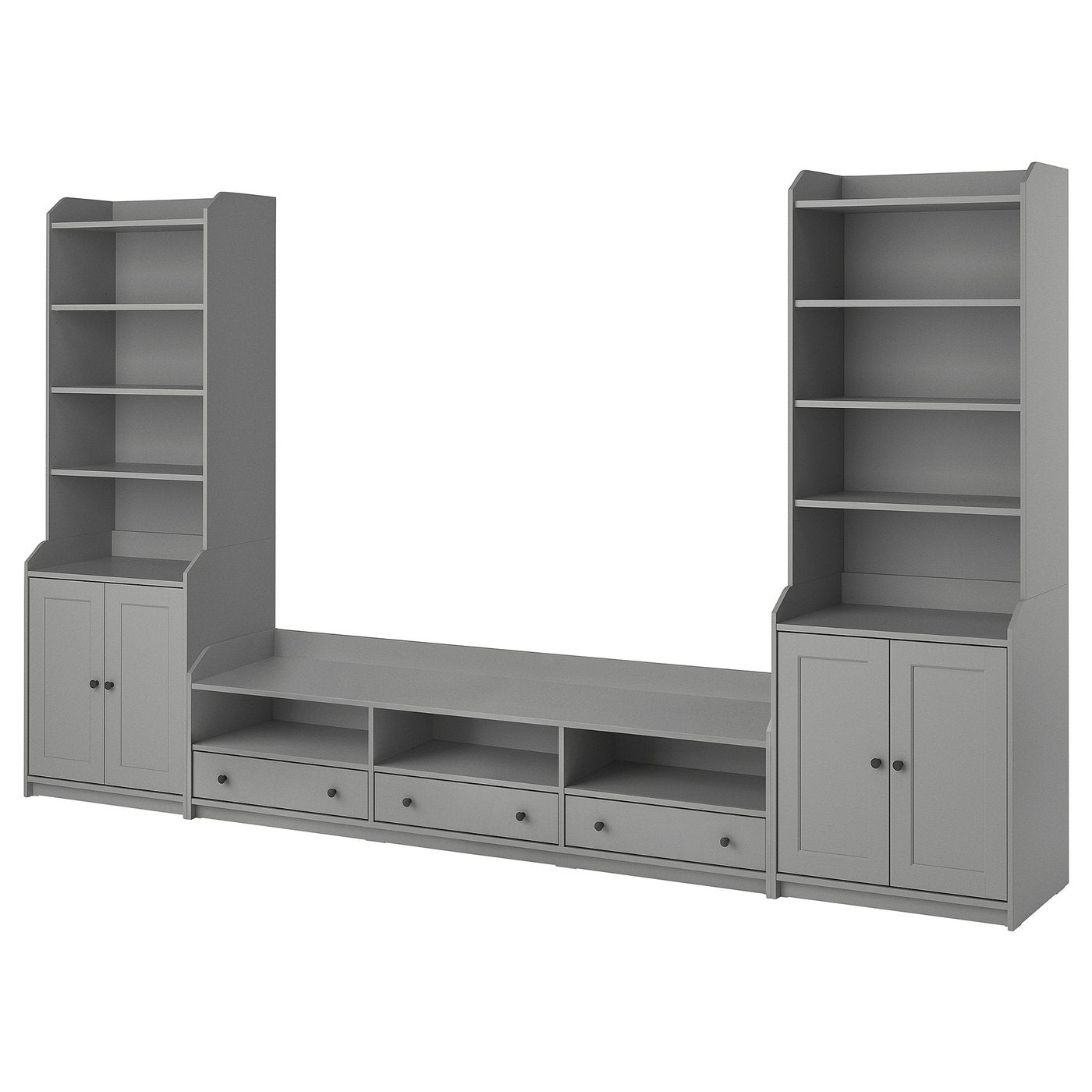HAUGA TV/storage combination, grey, 346x46x199 cm