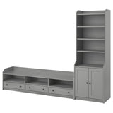 HAUGA TV/storage combination, grey, 276x46x199 cm