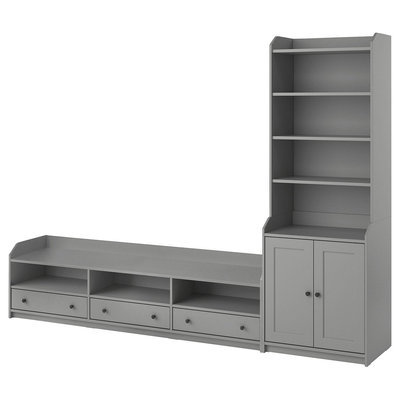 HAUGA TV/storage combination, grey, 276x46x199 cm