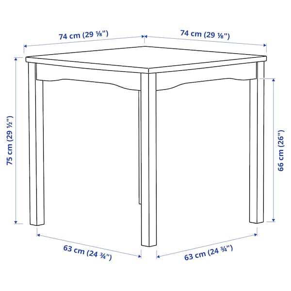 HAUGA / STEFAN - Table and 2 chairs, white/white,74x74 cm