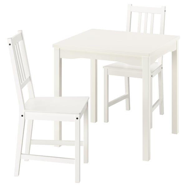 HAUGA / STEFAN - Table and 2 chairs, white/white,74x74 cm