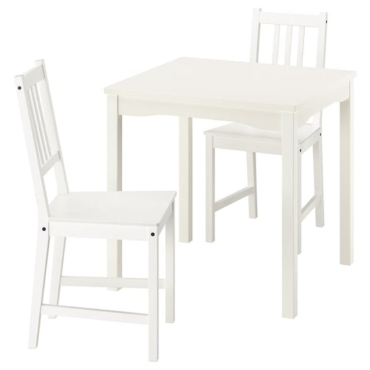 HAUGA / STEFAN - Table and 2 chairs, white/white,74x74 cm