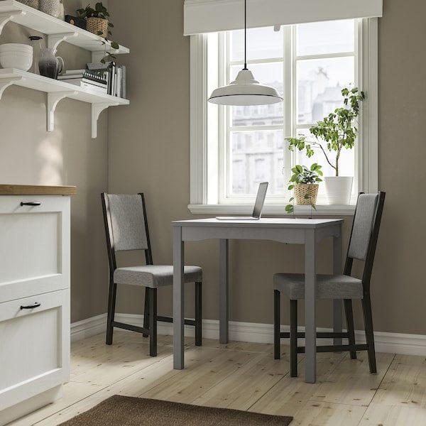 Ikea HAUGA / STEFAN - Table and 2 chairs, gray/brown-black Knisa gray/beige,74x74 cm
