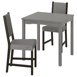 HAUGA / STEFAN table and 2 chairs, grey/brown-black Knisa grey/beige, 74x74 cm