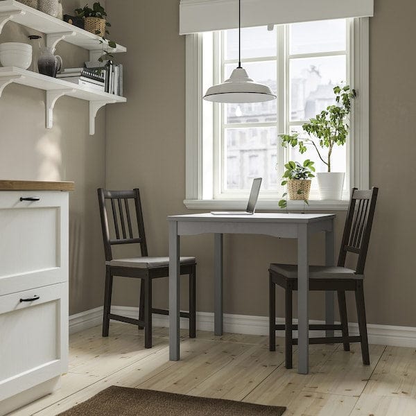 Ikea HAUGA / STEFAN - Table and 2 chairs, gray/brown-black,74x74 cm