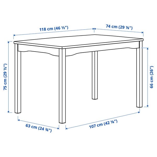 Ikea HAUGA / STEFAN - Table and 4 chairs, white/white, 118x74 cm