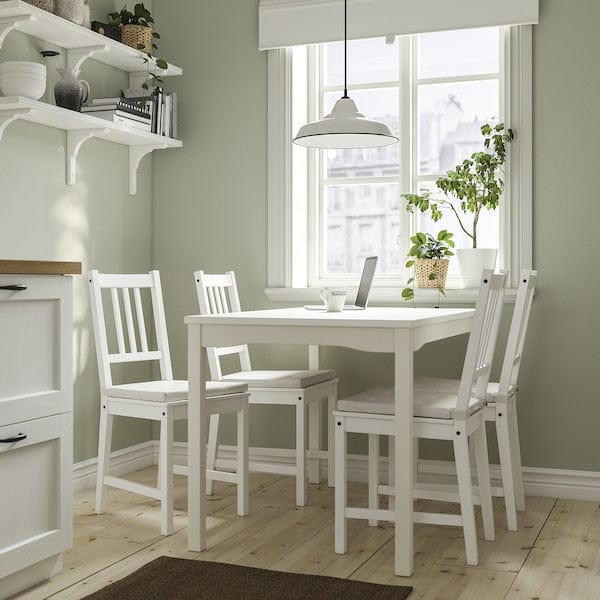 Ikea HAUGA / STEFAN - Table and 4 chairs, white/white, 118x74 cm