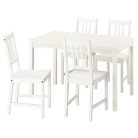 HAUGA / STEFAN table and 4 chairs, white/white, 118x74 cm