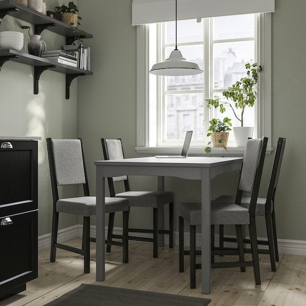 Ikea HAUGA / STEFAN - Table and 4 chairs, gray/brown-black Knisa gray/beige,118x74 cm