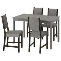 HAUGA / STEFAN table and 4 chairs, grey/brown-black Knisa grey/beige, 118x74 cm
