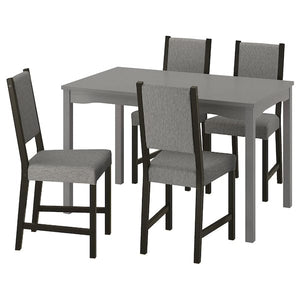 Ikea HAUGA / STEFAN - Table and 4 chairs, gray/brown-black Knisa gray/beige,118x74 cm