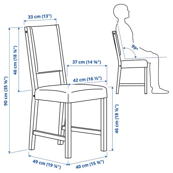 Ikea HAUGA / STEFAN - Table and 6 chairs, white/white,168x74 cm