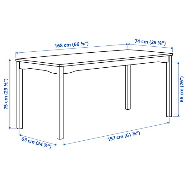 HAUGA / STEFAN - Table and 6 chairs, white/white,168x74 cm