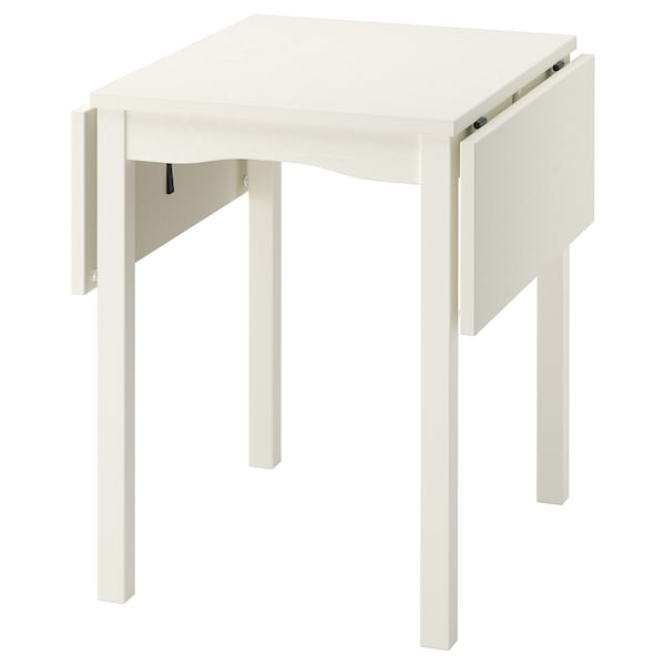 HAUGA - Drop-leaf table, white/birch veneer, 55/82/109x74 cm