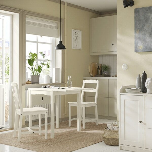 Ikea HAUGA - Drop-leaf table, white/birch veneer, 55/82/109x74 cm
