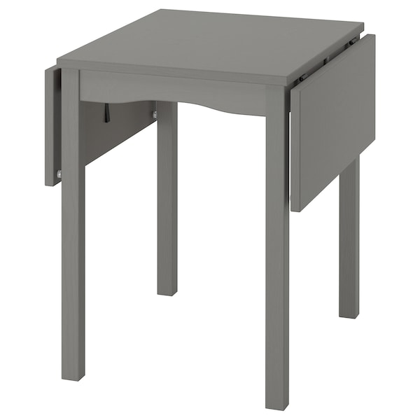 HAUGA - Drop-leaf table, grey/birch veneer, 55/82/109x74 cm