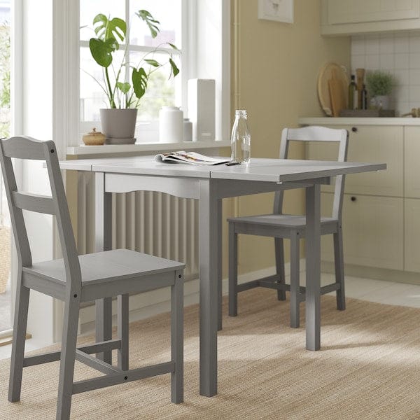 Ikea HAUGA - Drop-leaf table, grey/birch veneer, 55/82/109x74 cm