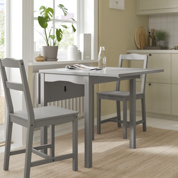 Ikea HAUGA - Drop-leaf table, grey/birch veneer, 55/82/109x74 cm