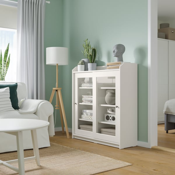 HAUGA glass-door cabinet, white, 105x116 cm