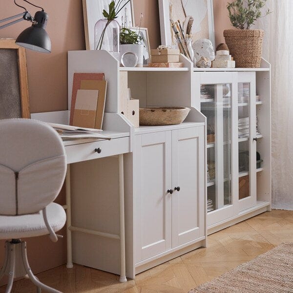 Ikea HAUGA - Glass-door cabinet, white, 105x116 cm