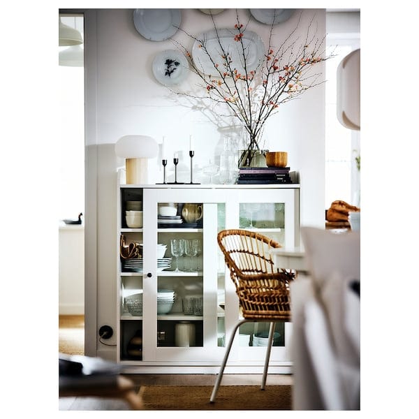 Ikea HAUGA - Glass-door cabinet, white, 105x116 cm
