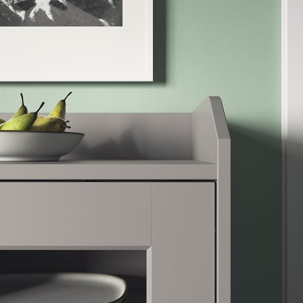 HAUGA - Glass-door cabinet, grey, 105x116 cm