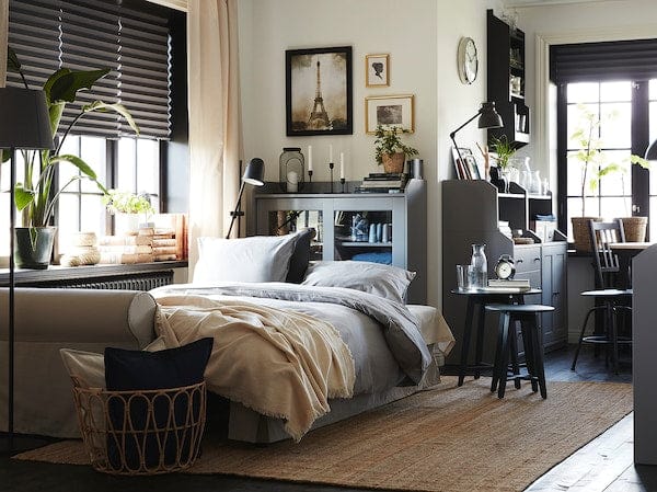 Ikea HAUGA - Glass-door cabinet, grey, 105x116 cm