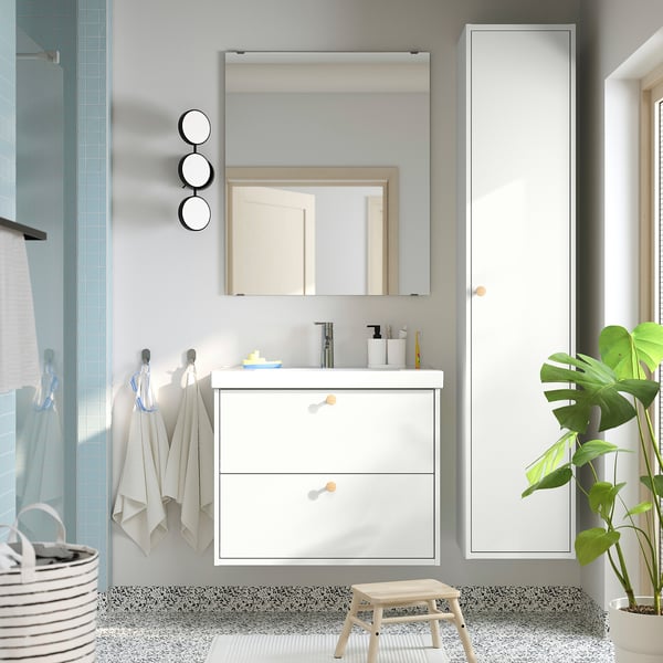 HAVBÄCK - HAVBÄCK High cabinet with door, white, 40x35x195 cm