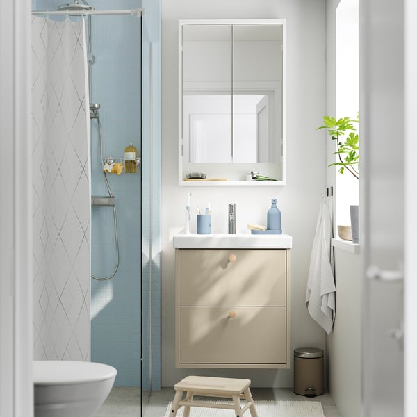 HAVBÄCK wash-stand with drawers, beige, 60x48x63 cm