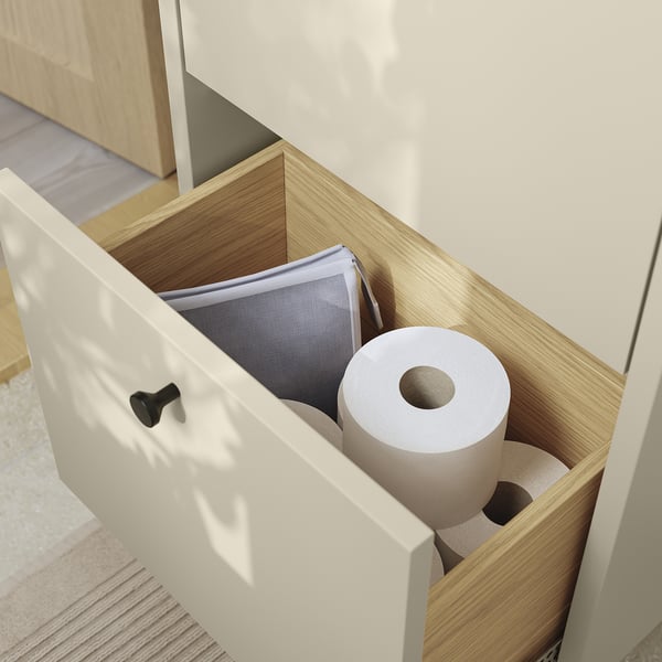 HAVBÄCK - HAVBÄCK Wash-stand with drawers, beige, 40x33x63 cm