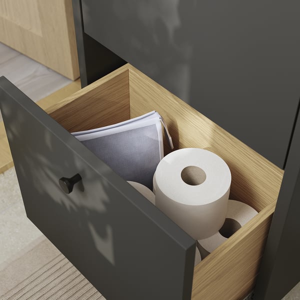 HAVBÄCK - Washbasin cabinet with drawers, dark grey,40x33x63 cm