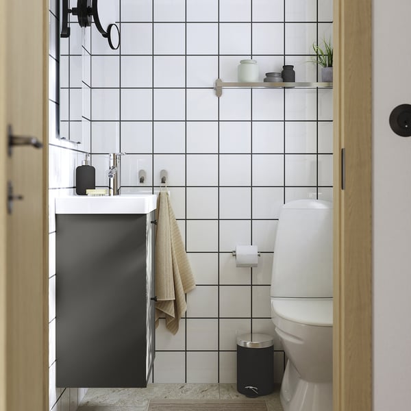 HAVBÄCK - Washbasin cabinet with drawers, dark grey,40x33x63 cm