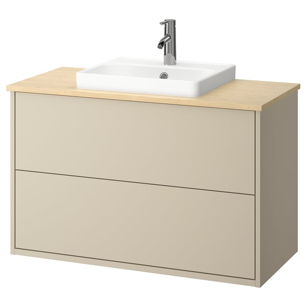 HAVBÄCK / ORRSJÖN wash-stnd w drawers/wash-basin/tap, beige/light bamboo, 102x49x71 cm