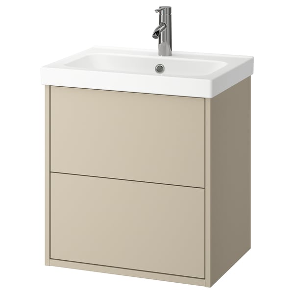 HAVBÄCK / ORRSJÖN wash-stnd w drawers/wash-basin/tap, beige, 62x49x69 cm