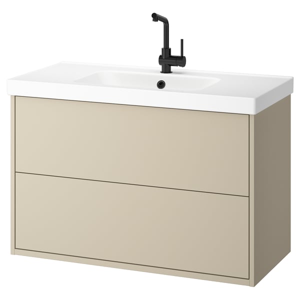 HAVBÄCK / ORRSJÖN wash-stnd w drawers/wash-basin/tap, beige, 102x49x69 cm