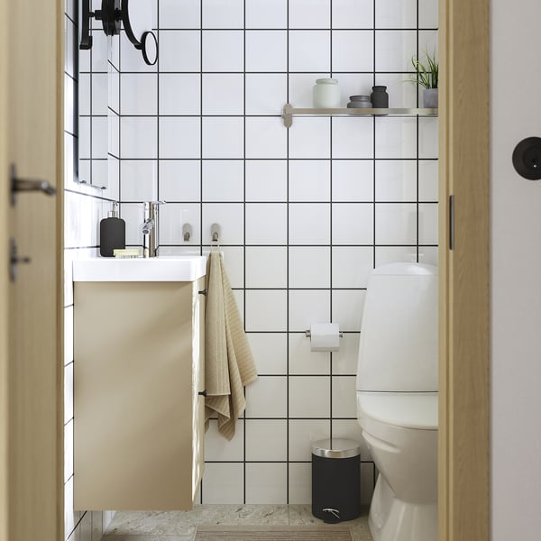 HAVBÄCK / ORRSJÖN wash-stnd w drawers/wash-basin/tap, beige, 42x34x69 cm