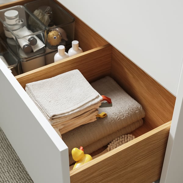 HAVBÄCK / ORRSJÖN wash-stnd w drawers/wash-basin/tap, white/brown walnut effect, 82x49x71 cm