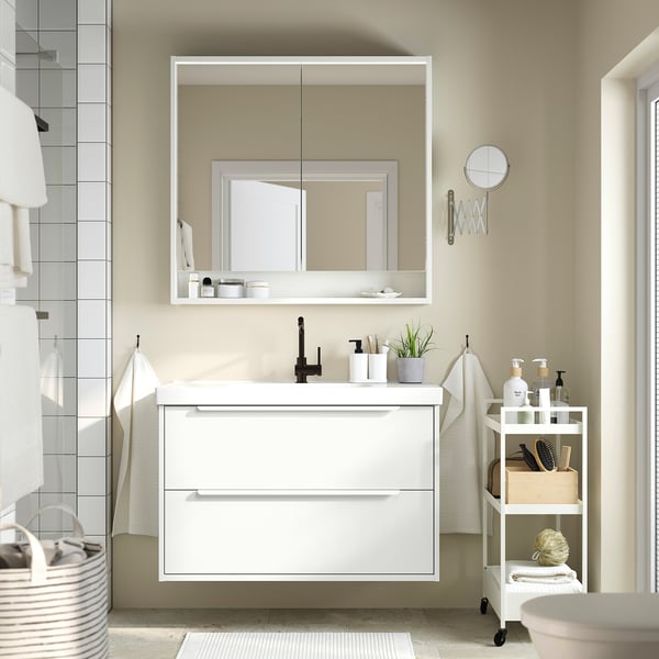 HAVBÄCK / ORRSJÖN wash-stnd w drawers/wash-basin/tap, white, 102x49x69 cm