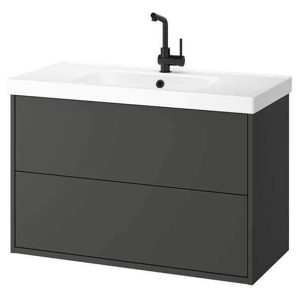 HAVBÄCK / ORRSJÖN wash-stnd w drawers/wash-basin/tap, dark grey, 102x49x69 cm