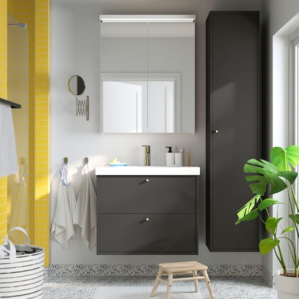 Ikea HAVBÄCK / ORRSJÖN - Washbasin/drawer/misc cabinet, dark grey,82x49x69 cm