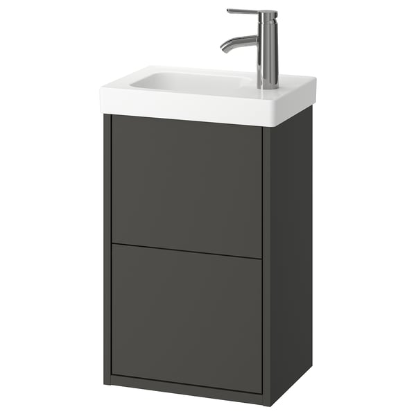 HAVBÄCK / ORRSJÖN wash-stnd w drawers/wash-basin/tap, dark grey, 42x34x69 cm