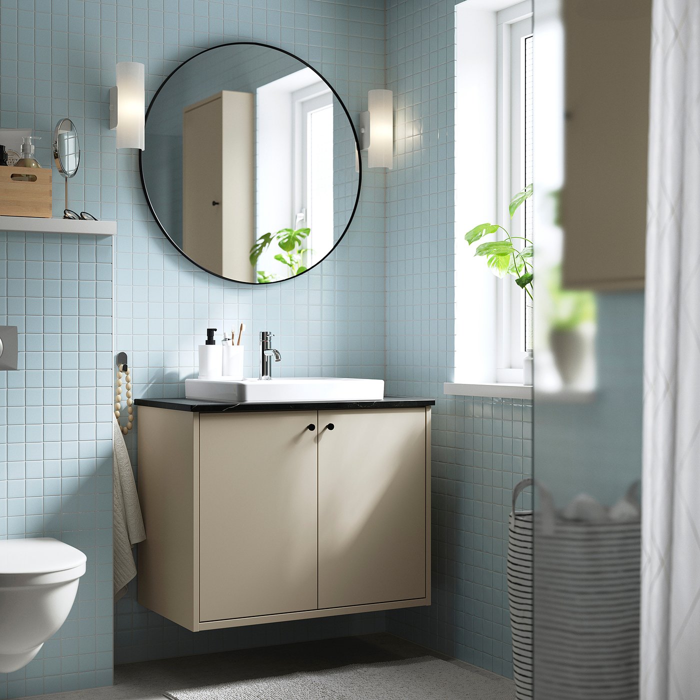 HAVBÄCK / ORRSJÖN wash-stnd w doors/wash-basin, 82.0x71.0x49.0 cm